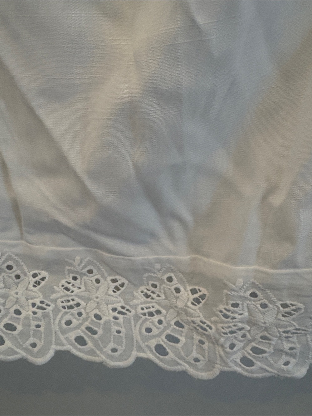 BloomChic White Eyelet Sleeve Button-Front Blouse with Black Embroidery - Picture 7 of 7